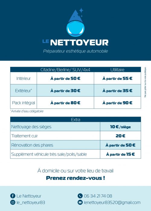 Tarif le nettoyeur